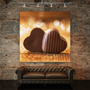 Leinwandbild Schokoladen Herzen Quadrat