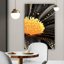 Lade das Bild in den Galerie-Viewer, Leinwandbild Schwarze Blume mit Gold Hochformat
