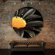 Lade das Bild in den Galerie-Viewer, Aluminiumbild Schwarze Blume mit Gold Kreis
