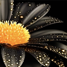 Lade das Bild in den Galerie-Viewer, Acrylglasbild Schwarze Blume mit Gold Quadrat
