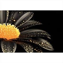 Lade das Bild in den Galerie-Viewer, Acrylglasbild Schwarze Blume mit Gold Querformat
