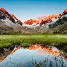 Lade das Bild in den Galerie-Viewer, Aluminiumbild gebürstet See in den Alpen Österreich Quadrat
