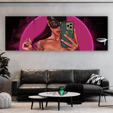 Lade das Bild in den Galerie-Viewer, Leinwandbild Selfie Girl Digital Art Panorama
