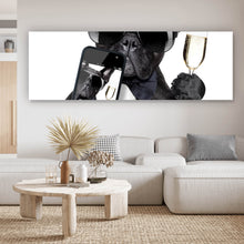 Lade das Bild in den Galerie-Viewer, Leinwandbild Selfie Time Bulldogge Panorama
