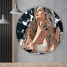 Lade das Bild in den Galerie-Viewer, Aluminiumbild Sexy Frau im Cartoon Style Kreis
