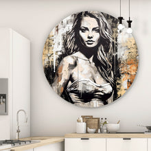 Lade das Bild in den Galerie-Viewer, Aluminiumbild gebürstet Sexy Frau Abstrakt Art Kreis
