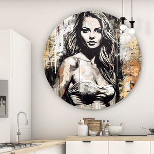 Aluminiumbild gebürstet Sexy Frau Abstrakt Art Kreis