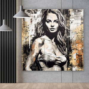 Aluminiumbild gebürstet Sexy Frau Abstrakt Art Quadrat