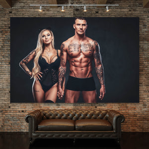 Poster Sexy Tattoo Paar Querformat