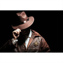 Lade das Bild in den Galerie-Viewer, Aluminiumbild Sheriff mit Cowboyhut Querformat
