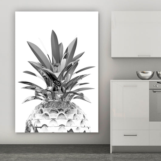 Aluminiumbild Silberne Ananas Hochformat