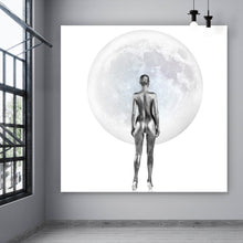 Lade das Bild in den Galerie-Viewer, Acrylglasbild Silberne Frau vor Vollmond Quadrat
