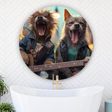Lade das Bild in den Galerie-Viewer, Aluminiumbild gebürstet Singende Hundeband mit Gitarre Kreis

