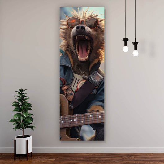 Poster Singende Hundeband mit Gitarre Panorama Hoch