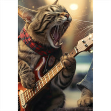 Lade das Bild in den Galerie-Viewer, Aluminiumbild Singende Katzen mit Gitarre Hochformat
