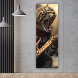 Spannrahmenbild Singende Katzen mit Gitarre Panorama Hoch