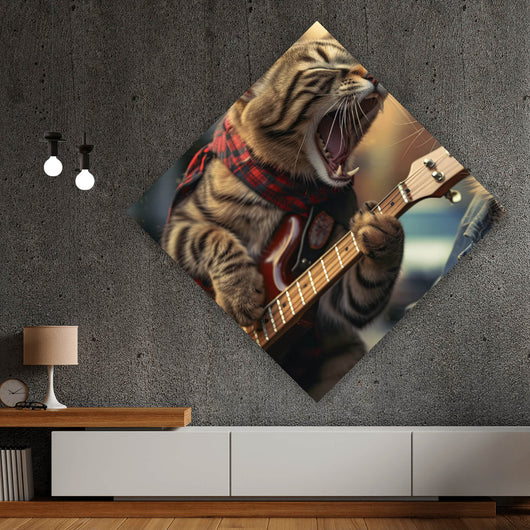 Leinwandbild Singende Katzen mit Gitarre Raute