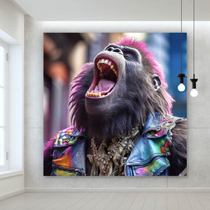 Spannrahmenbild Singender Gorilla Quadrat