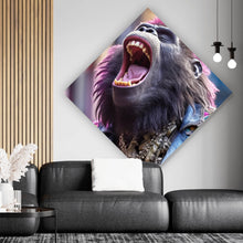 Lade das Bild in den Galerie-Viewer, Aluminiumbild gebürstet Singender Gorilla Raute
