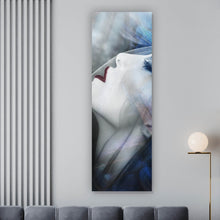 Lade das Bild in den Galerie-Viewer, Acrylglasbild Sinnliche Frau mit Schleier Panorama Hoch
