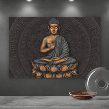Lade das Bild in den Galerie-Viewer, Aluminiumbild gebürstet Sitzender Buddha Querformat
