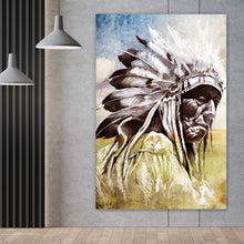 Lade das Bild in den Galerie-Viewer, Spannrahmenbild Skizze eines Indianer Hochformat
