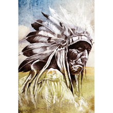 Lade das Bild in den Galerie-Viewer, Acrylglasbild Skizze eines Indianer Hochformat
