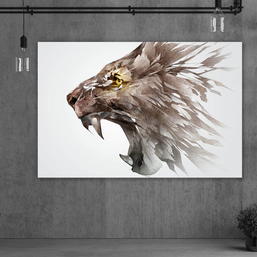 Aluminiumbild Skizze eines Löwenkopfes Querformat