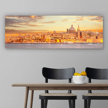 Lade das Bild in den Galerie-Viewer, Aluminiumbild gebürstet Skyline Domkuppel Valletta Panorama
