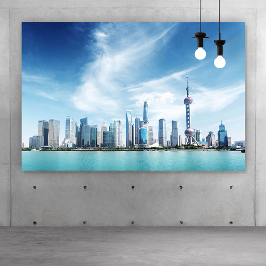 Poster Skyline von Shanghai Querformat