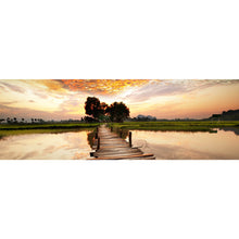 Lade das Bild in den Galerie-Viewer, Aluminiumbild gebürstet Sonnenuntergang am tropischen Fluss Panorama
