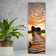 Lade das Bild in den Galerie-Viewer, Aluminiumbild gebürstet Sonnenuntergang am tropischen Fluss Panorama Hoch
