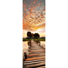 Lade das Bild in den Galerie-Viewer, Aluminiumbild gebürstet Sonnenuntergang am tropischen Fluss Panorama Hoch
