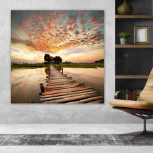 Lade das Bild in den Galerie-Viewer, Spannrahmenbild Sonnenuntergang am tropischen Fluss Quadrat
