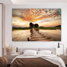 Lade das Bild in den Galerie-Viewer, Aluminiumbild Sonnenuntergang am tropischen Fluss Querformat
