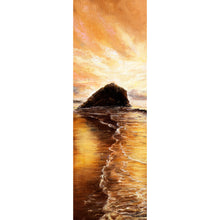 Lade das Bild in den Galerie-Viewer, Aluminiumbild gebürstet Sonnenuntergang im Ölgemälde Stil Panorama Hoch
