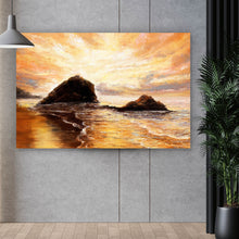 Lade das Bild in den Galerie-Viewer, Leinwandbild Sonnenuntergang im Ölgemälde Stil Querformat
