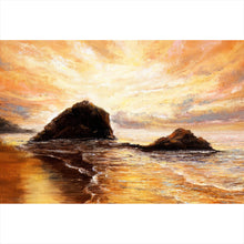 Lade das Bild in den Galerie-Viewer, Spannrahmenbild Sonnenuntergang im Ölgemälde Stil Querformat
