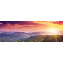 Lade das Bild in den Galerie-Viewer, Aluminiumbild Sonnenuntergang in der Gebirgslandschaft Panorama
