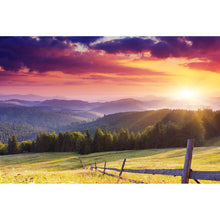 Lade das Bild in den Galerie-Viewer, Leinwandbild Sonnenuntergang in der Gebirgslandschaft Querformat
