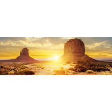 Lade das Bild in den Galerie-Viewer, Aluminiumbild gebürstet Sonnenuntergang in Monument Valley Panorama
