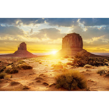 Lade das Bild in den Galerie-Viewer, Aluminiumbild gebürstet Sonnenuntergang in Monument Valley Querformat
