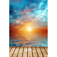 Lade das Bild in den Galerie-Viewer, Aluminiumbild gebürstet Sonnenuntergang über See Hochformat
