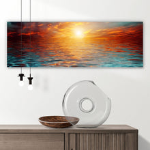 Lade das Bild in den Galerie-Viewer, Aluminiumbild Sonnenuntergang über See Panorama
