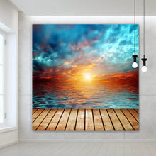 Lade das Bild in den Galerie-Viewer, Aluminiumbild Sonnenuntergang über See Quadrat
