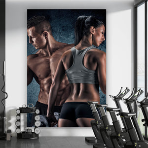 Acrylglasbild Sportliches Paar beim Training Hochformat