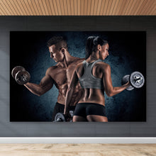 Lade das Bild in den Galerie-Viewer, Aluminiumbild gebürstet Sportliches Paar beim Training Querformat
