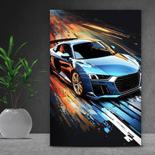 Lade das Bild in den Galerie-Viewer, Aluminiumbild Blauer Sportwagen Digital Art Hochformat
