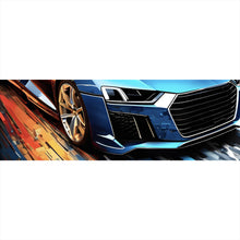 Lade das Bild in den Galerie-Viewer, Aluminiumbild Blauer Sportwagen Digital Art Panorama
