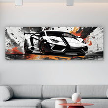Lade das Bild in den Galerie-Viewer, Poster Sportwagen mit Farbspritzern Panorama
